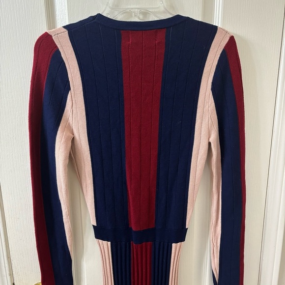 Adelyn Rae Knit Stripe Maxi Dress Long Sleeve Faux Wrap Pleated Skirt Women’s XS - Picture 5 of 15